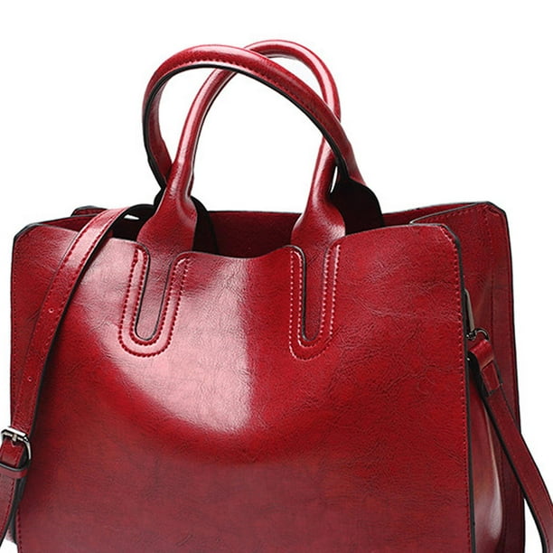 Bolsas grandes de lona de cuero con rayas rojas y blancas, bolsos y bolsos  de mano para mujer, con asa superior, hombro