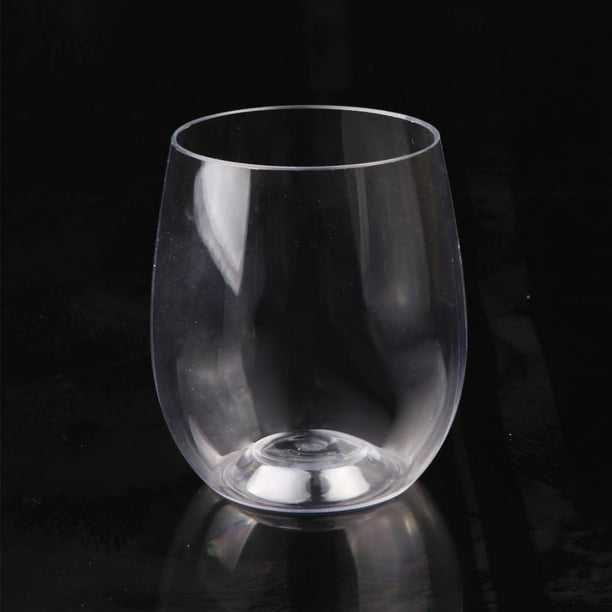 PLASTICPRO Juego de 25 copas de vino de plástico transparente, elegantes  copas de vino de plástico duro en tallo de 12 onzas