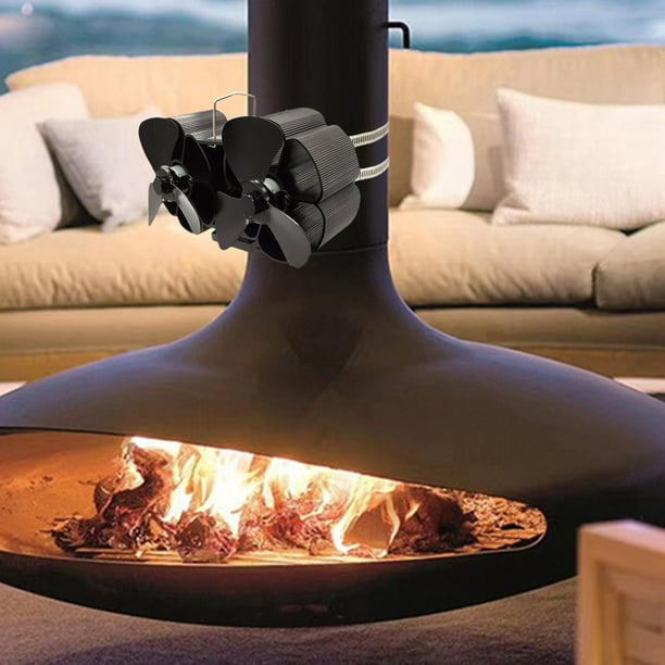 Ventilador de estufa de calor, ventilador de chimenea de 5 para leña /  quemador de leña / chimenea, ventilador de estufa de leña ecológico y -  Bronce Macarena Ventilador de chimenea