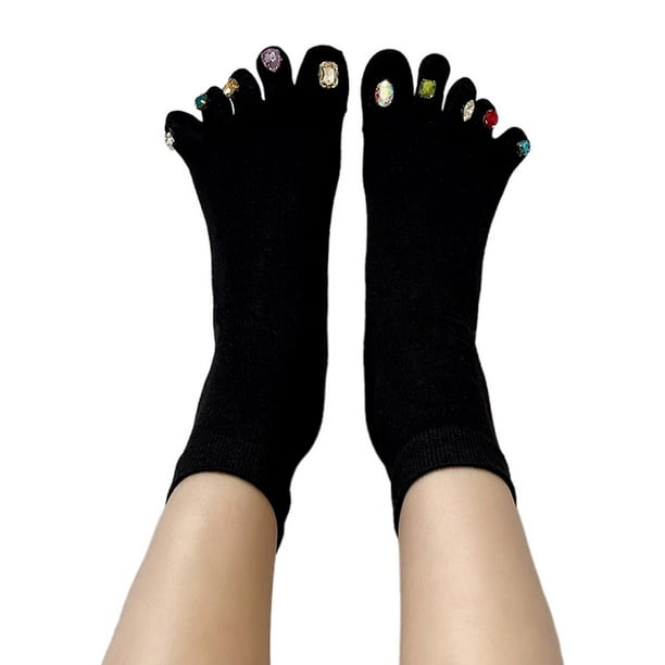 Calcetines de cinco dedos de 2 piezas para mujer, medias suaves y