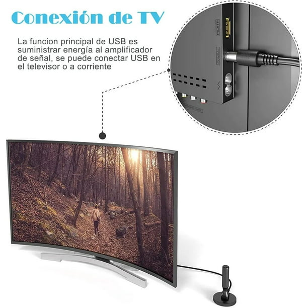 Antena de TV digital Irfora Antena de TV digital para interiores Señal HD  Pantalla plana UHF FM HDTV Antena Receptor de señal Negro Irfora Antena de  TV digital