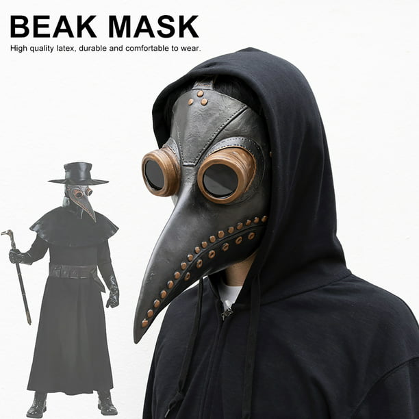 Máscara de médico de la peste negra Máscara de mascarada de pájaro de nariz  larga Cosplay Steampunk (negro) con pico dorado : Precio Guatemala
