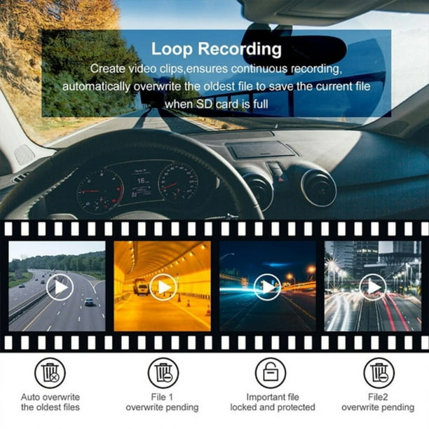  - Grabadora de conducción de automóvil de 4 pulgadas con cámara  de visión trasera 3 en 1 1080P Cámara de tablero de coche DVR Grabación en  bucle G Sensor G Cámara