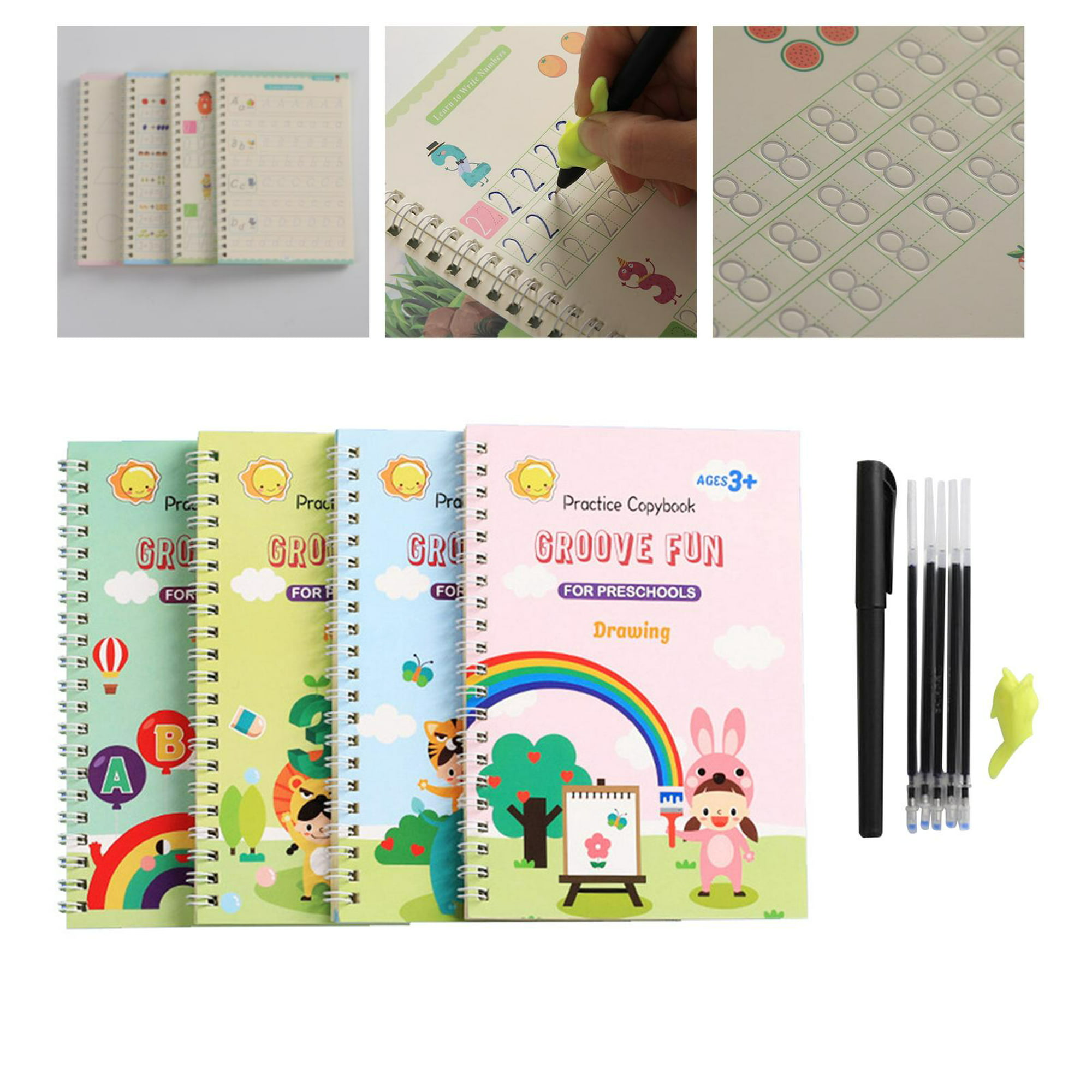 Cuaderno de caligrafía para niños, cuaderno mágico 3D de escritura  repetible, cuaderno de trabajo de caligrafía para niños, libro de pintura  de letras - AliExpress