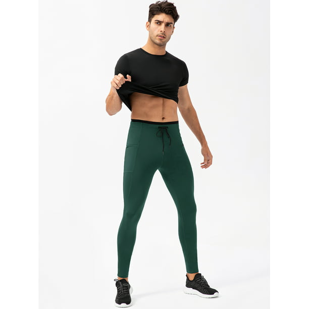 Mallas deportivas para hombre con bolsillos, cintura elástica, cordón,  mallas cónicas para correr Irfora Verde oscuro/2XL