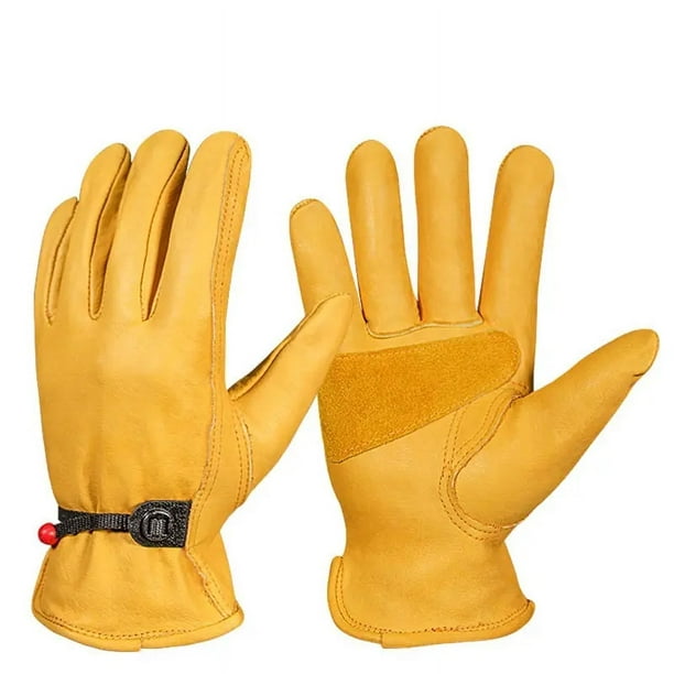 Guantes de cuero para jardinería para hombre, guantes de trabajo