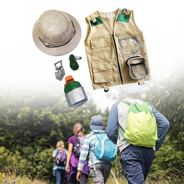 Chaleco Explorador Infantil Y Sombrero Disfraz Cargo Chaleco Niños