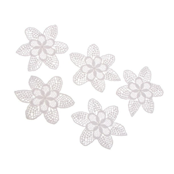 5 Piezas de Apliques de Parches de Flores Bordados Blancos para La  Decoración de de de Ropa perfecl Bordado parche de encaje aplique