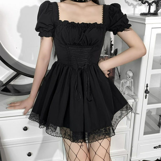 Retro Gothic Dress Lolita Polyester Skirt Costume Puff Sleeve High Waist Gothic Comfortable J Yinane Vestido de princesa lolita | Aurrera en línea