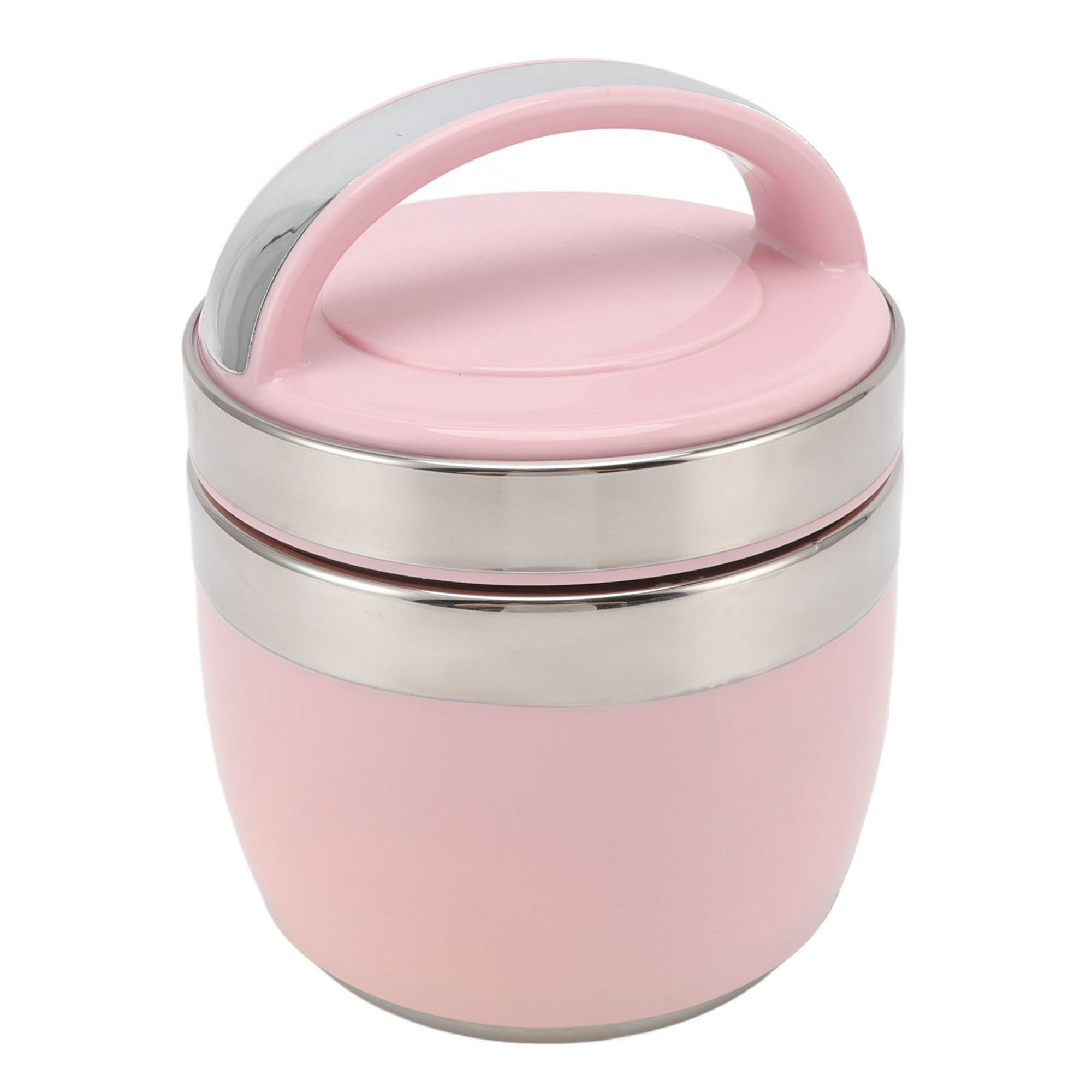 Fiambrera térmica Qwetch acero inoxidable con bandeja extraíble, rosa - 850  ml