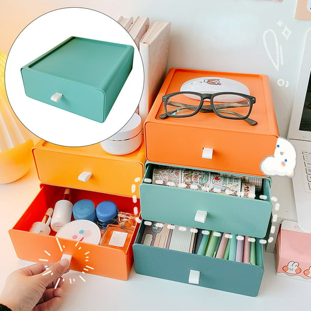 Organizador de maquillaje, pequeña caja de almacenamiento de plástico con  cajones, pequeña caja de almacenamiento de maquillaje de baño, multifunción