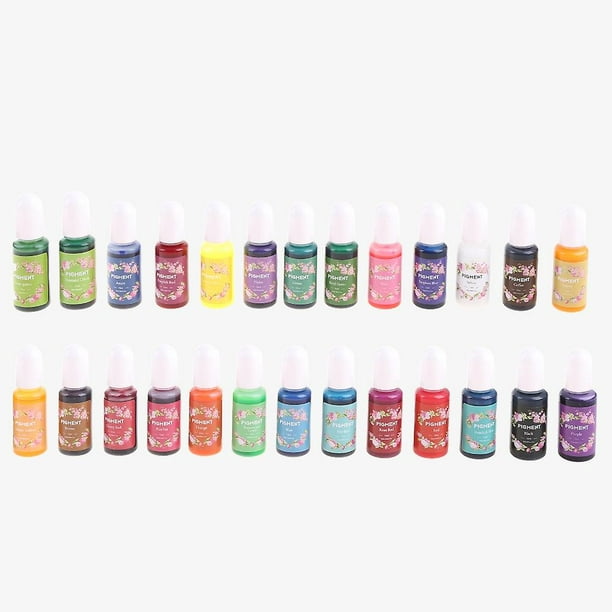 Pigmentos para resina epoxi y UV, 24 colores transparentes no tóxicos,  colorantes concentrados para resina UV y epoxi para joyería, manualidades,  arte