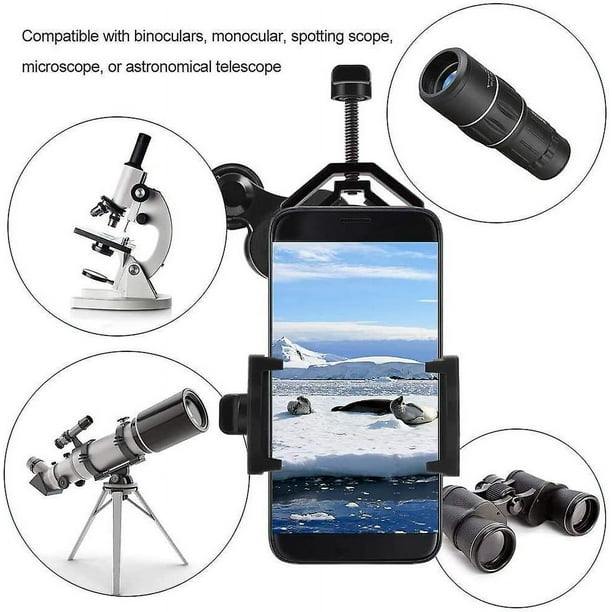 Adaptador de teléfono para telescopio, binoculares Compatible con