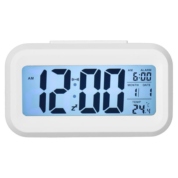 Pantalla LED de reloj despertador digital inteligente con pantalla LCD de  temperatura grande (blanco) Yue Chi