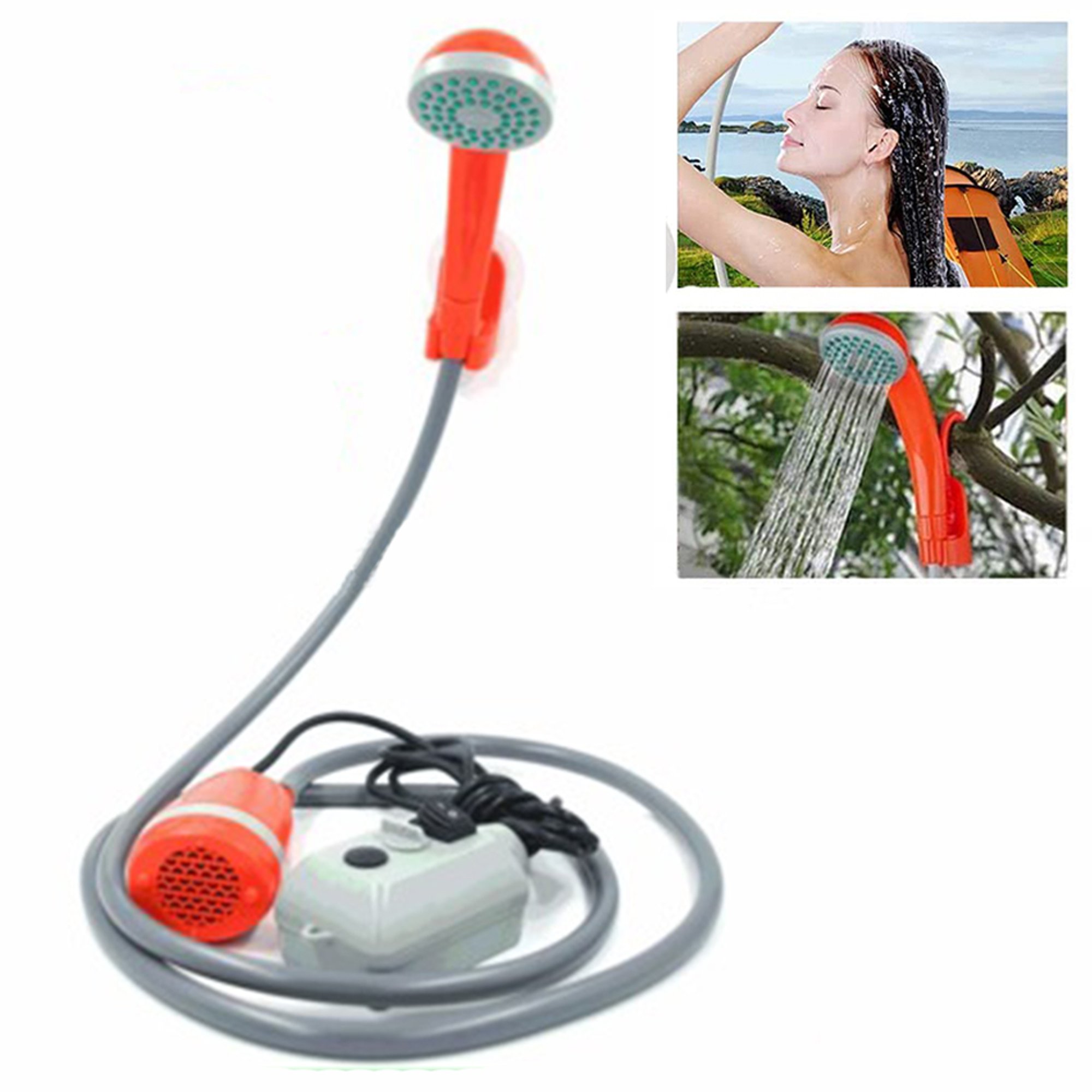 anngrowy Ducha portátil para camping, ducha al aire libre, cabezal de ducha  de campamento, cabezal de ducha eléctrico recargable para limpieza de