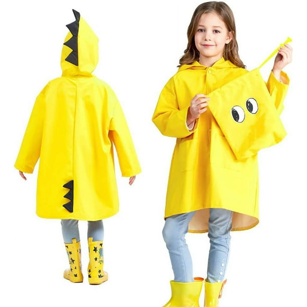 Impermeable para niños, estilo capa, para niño y escuela primaria, traje de  lluvia para bebé, lindo overol unido (amarillo, 6-7 años)