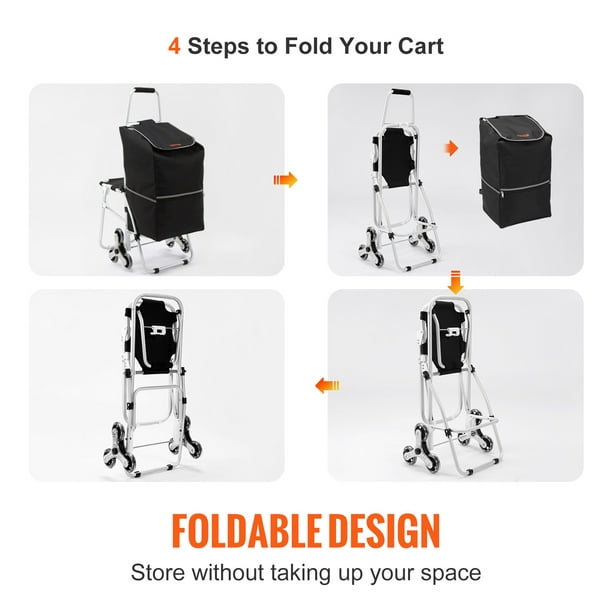 Carrito de la compra plegable con 6 ruedas de gran capacidad para subir  escaleras con marco de aleación de aluminio para equipaje de compras (color