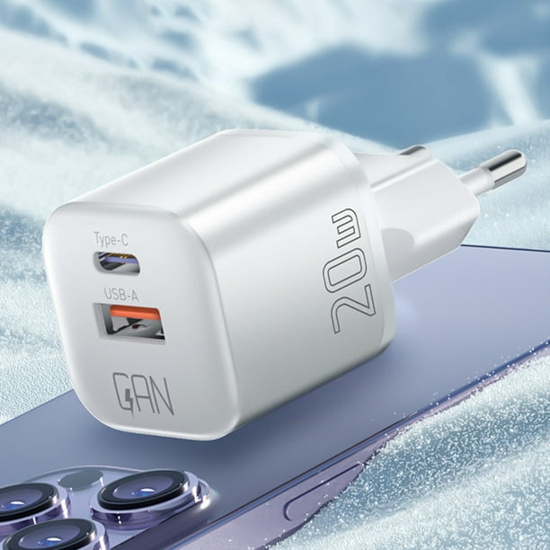 Cargador USB tipo C de 20 W GaN Fuente de alimentación segura del adaptador  de corriente del cabezal de carga para teléfonos móviles iPhone Huawei  Hugtrwg Para estrenar