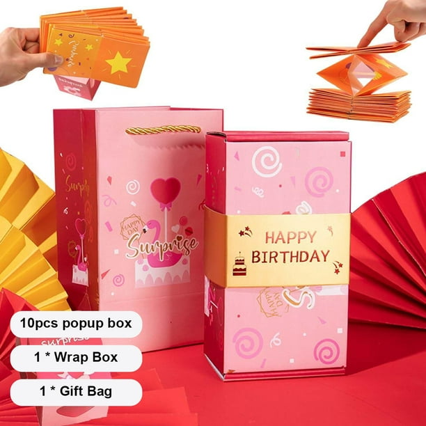ENLACE Caja de regalo de cumpleaños, caja sorpresa creativa, caja explosiva  hecha a mano, caja sorpresa fotográfica, tarjeta de cumpleaños pop up para