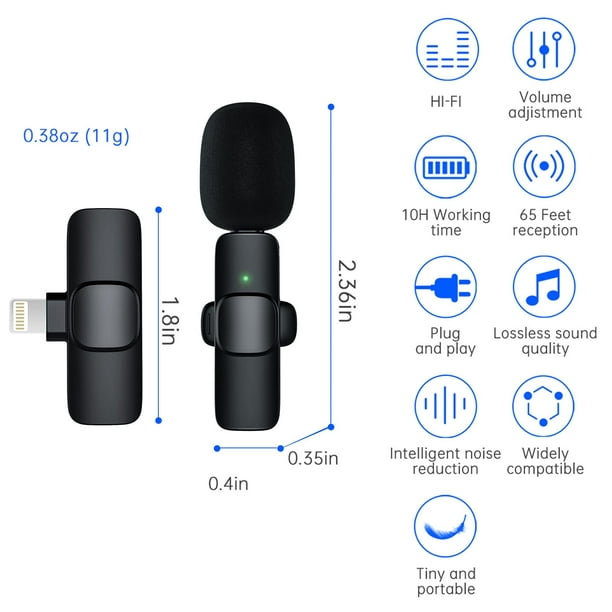 Micrófono inalámbrico para Iphone Ipad, micrófono Lavalier inalámbrico con  reducción de ruido automática oso de fresa Electrónica