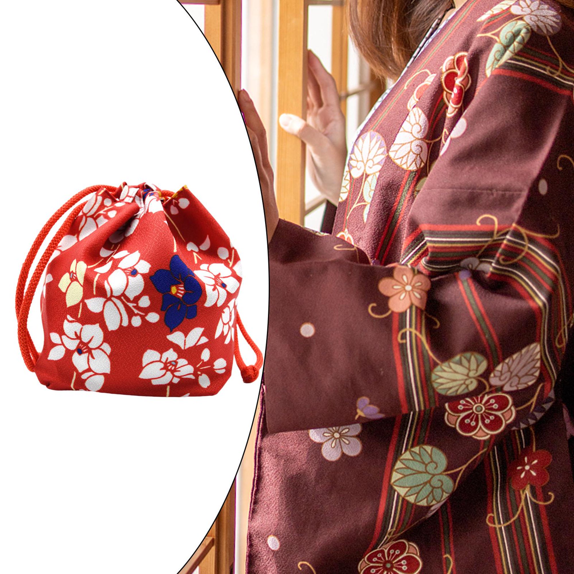 Bolso japonés con cordón para mujer, de fiesta, kimono, monedero, bolsa  rojo Hugo Bolsa japonesa con cordón