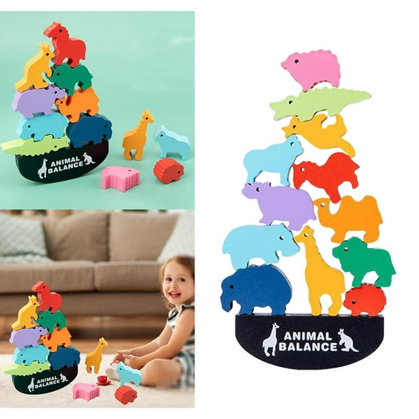 Juguetes Montessori para niños de 1, 2, 3, 4 años, animales de madera,  juguetes apilables, juguetes educativos preescolares, juego de equilibrio
