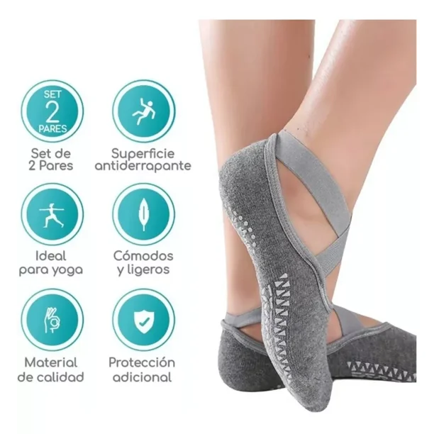 Different Touch Calcetines de yoga antideslizantes unisex para pilates y  ballet, con empuñaduras, 3 pares, calcetines pilates