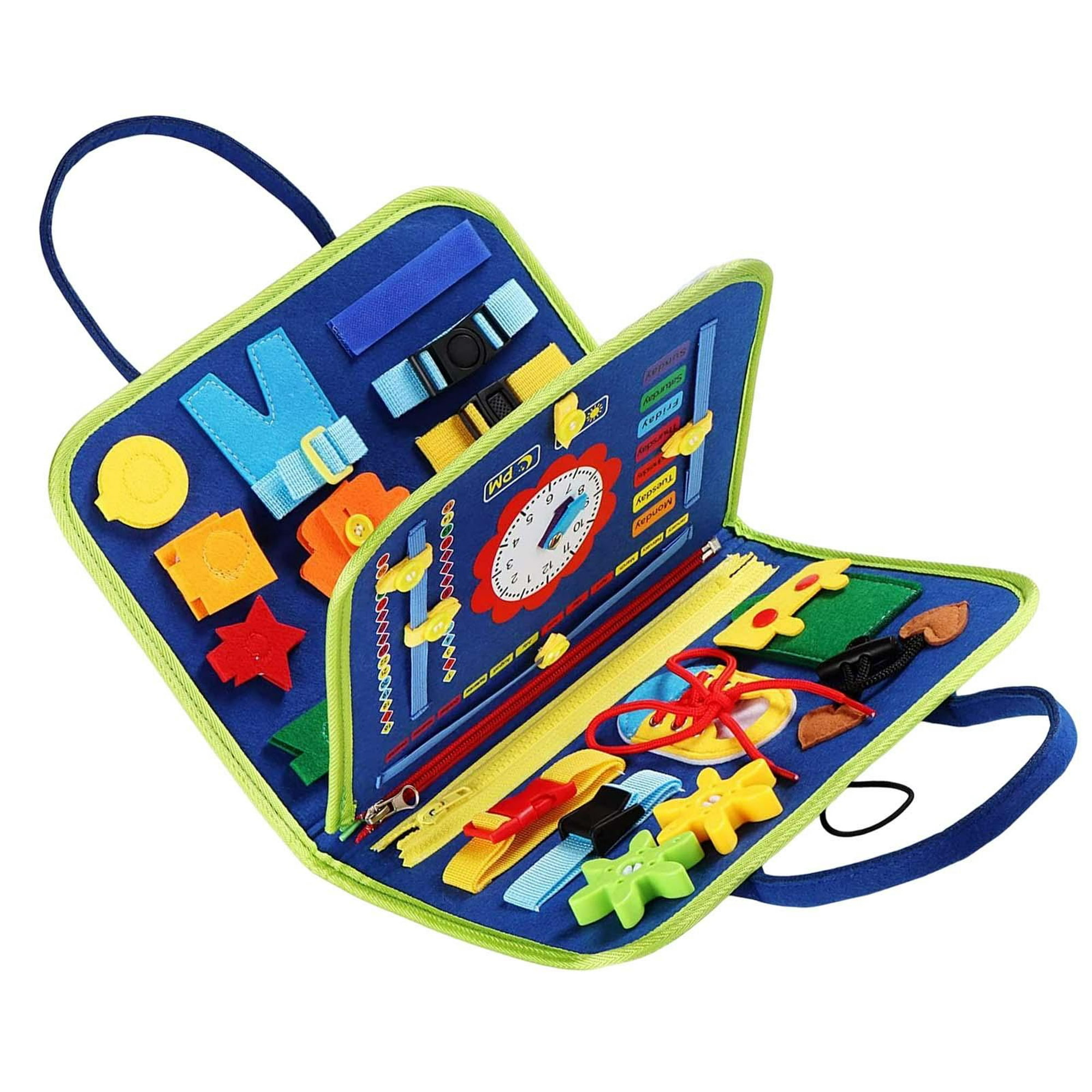 Ancistro Busy Board - Juguetes Montessori para niños y niñas de 1, 2, 3, 4  años, juguetes de aprendizaje preescolar para vestido básico, habilidades