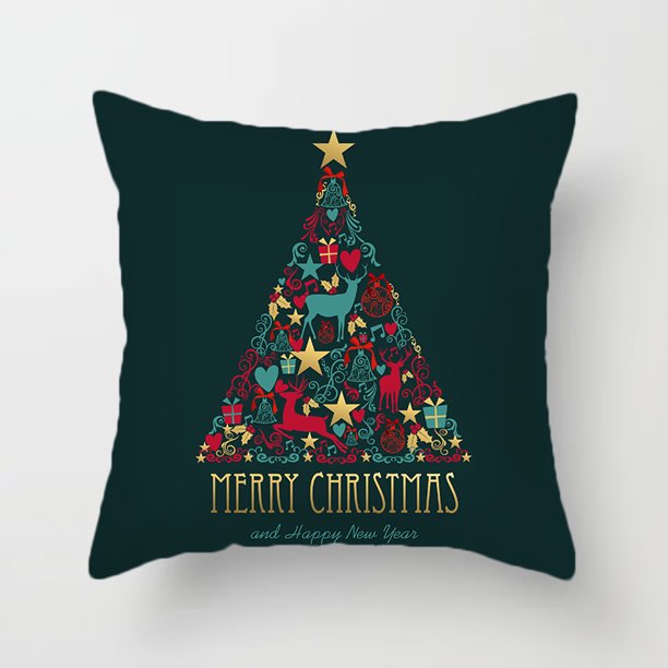 Juego de 4 fundas decorativas para cojines Feliz Navidad Vacaciones de  invierno Navidad Fundas de almohada de terciopelo Árboles de Navidad  Calcetines Fundas de cojines Sofá y decoración del hogar Fu JAMW