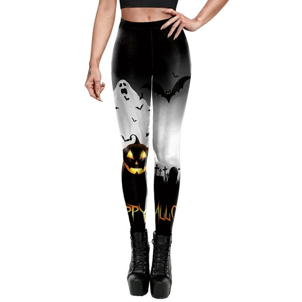 Leggings estampados para mujer, Leggings de Halloween, disfraz de  Halloween, pantalones elásticos divertidos para correr, mallas, pantalones  de entrenamiento