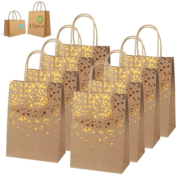  10 bolsas de regalo de papel kraft, bolsas de embalaje  elegantes con asas, bolsas de compras, bolsas de manualidades, bolsas al  por menor para bodas, cumpleaños, compras, aniversarios, fiestas : Salud