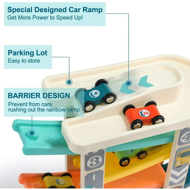 Coche rampa juguetes estacionamiento educación temprana preescolar  aprendizaje juguetes rampa coche vehículos para niñas 3 años y más bebé ,  Verde Hugo Rampa para autos de carreras