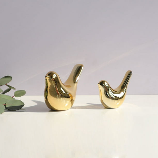2 figuras decorativas de metal para pájaros, estatuas artesanales de  animales abstractos, adornos modernos para decoración de oficina. La Casa  (Oro) ZefeiWu 8390615081849