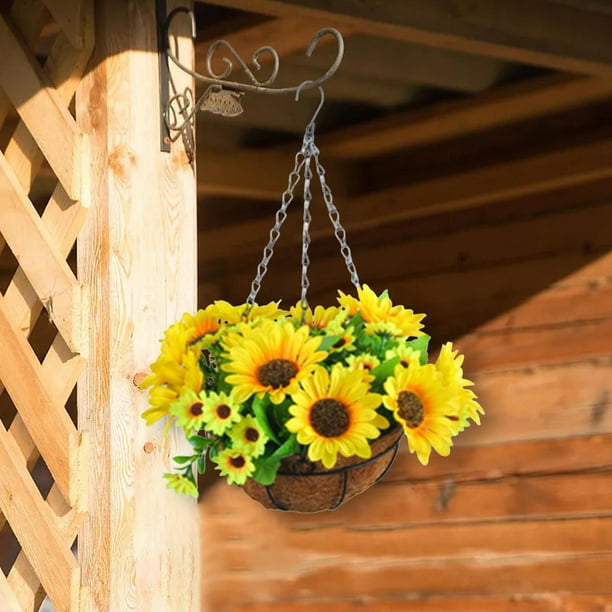 VOSAREA Arreglo de flores de limón Cesta colgante Cesta amarilla Plantas  artificiales al aire libre Floreros Decorativos Artificial Colgantes Planta