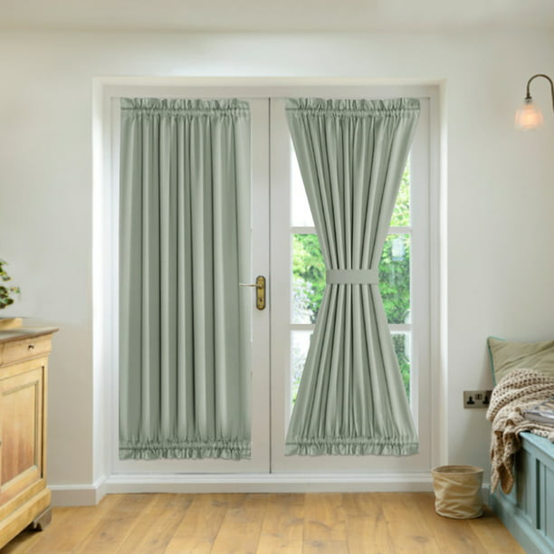 Cortinas de 2 paneles para puerta francesa con bolsillo para barra,  cortinas con ojales de privacidad para bloquear el sol en interiores,  cortina