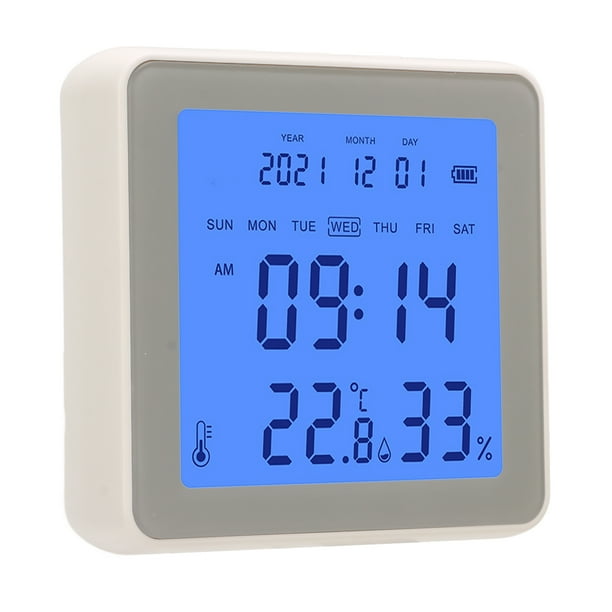 Monitor inteligente de temperatura y humedad, termómetro WiFi higrómetro  con control de aplicación, pantalla LCD grande, retroiluminación,  compatible