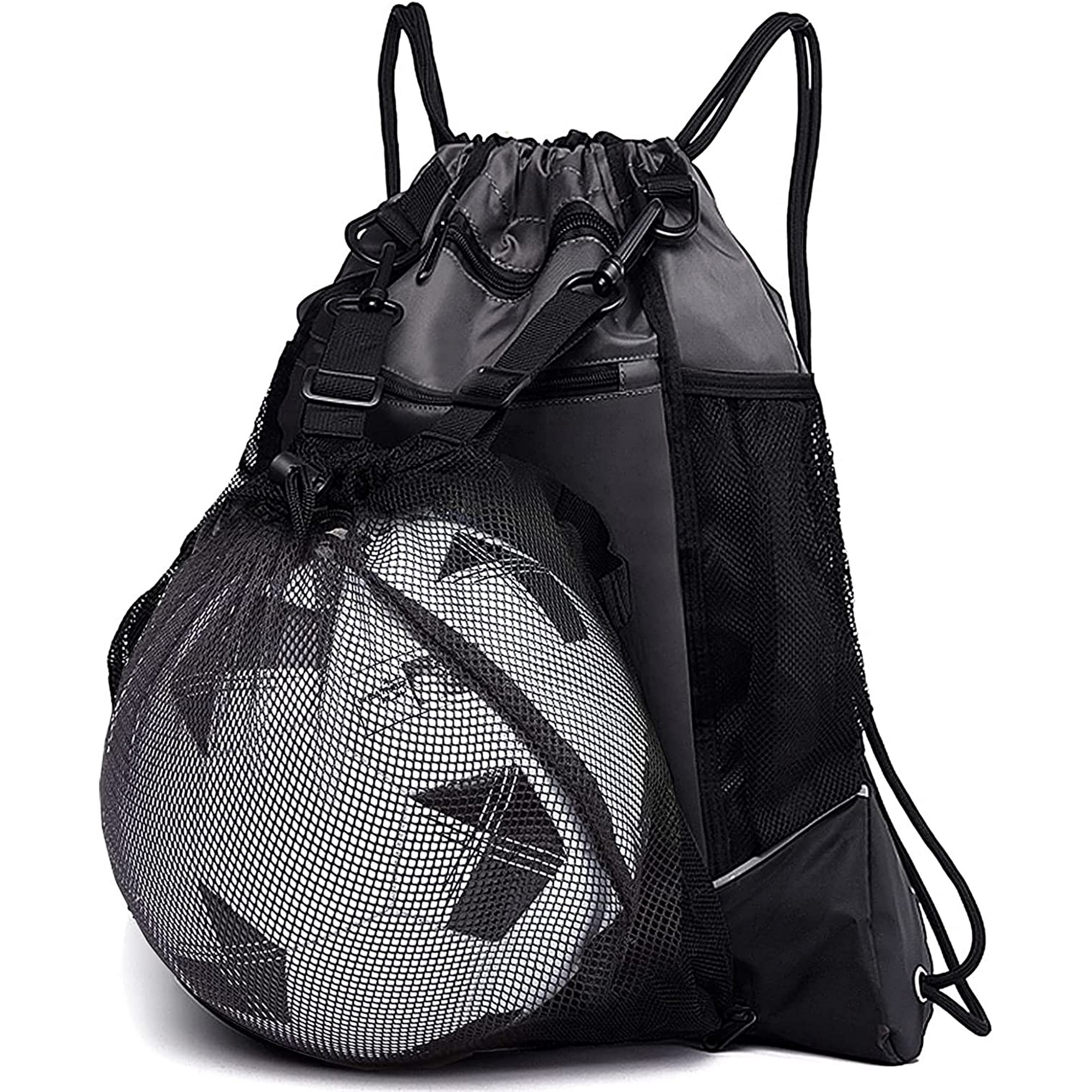 Bolsas de fútbol juvenil - Mochilas deportivas para fútbol, baloncesto,  fútbol con soporte para pelotas para niños y niñas, color negro