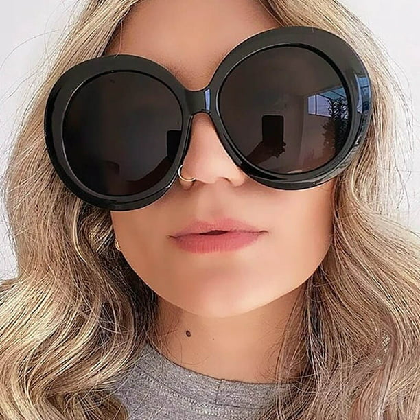 Gafas de sol redondas grandes para mujer, lentes de gran tamaño