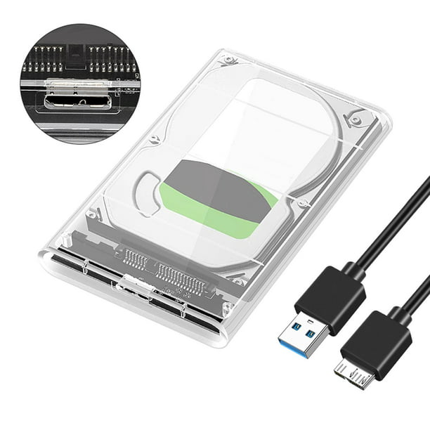Caja de disco duro externo de 2,5 pulgadas, 5 Gbps, USB 3,1 portátil  compacto para caja SSD HDD SSD de 2,5 pulgadas 9,5mm 7mm Claro shamjiam Caja  de disco duro