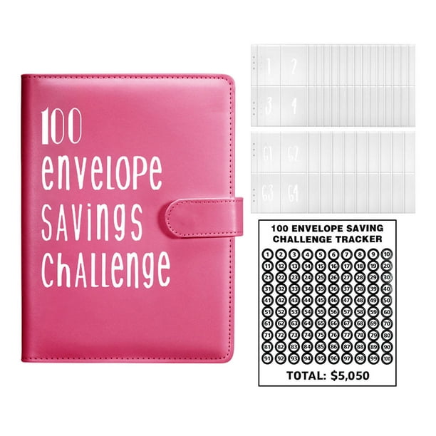 Antner Carpeta de desafíos de ahorro de dinero con 100 sobres para ahorrar  $5,050 y $10,000 y $500, planificador de ahorro de dinero A5, carpeta de