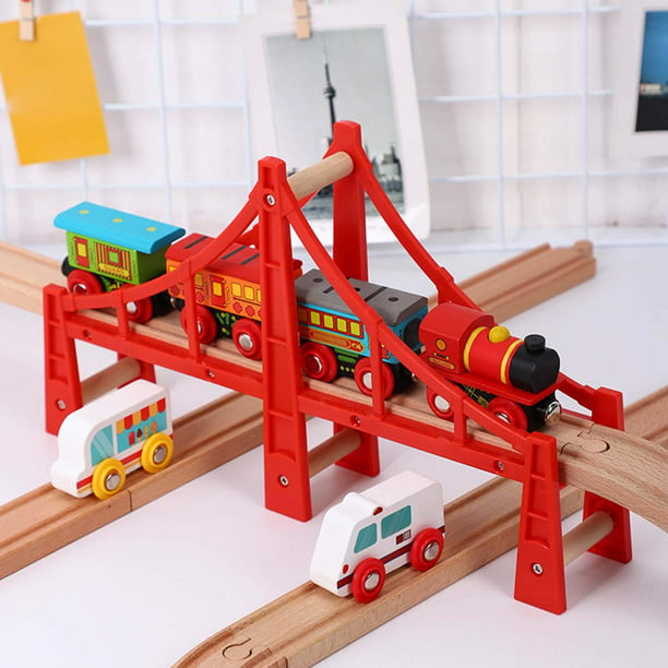 Juguetes de madera para Juego de trenes de juguete de madera con accesorios  de juego Juego de trenes de juguete para piezas de Baoblaze Juguetes de  vías de tren