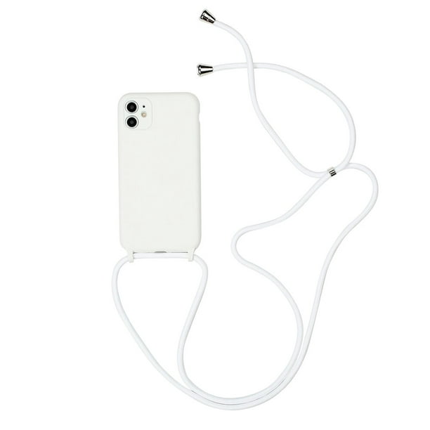 Funda de teléfono de silicona líquida con cordón para iPhone