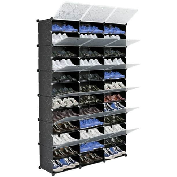 Zimtown Gabinete de almacenamiento de zapatos de 12 niveles, 72 pares de  estantes para zapatos, organizador para entrada, pasillo, dormitorio,  armario, negro Zimtown Contemporáneo