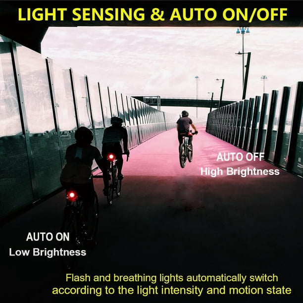 Luz trasera inteligente para bicicleta: luz trasera de encendido y apagado  automático, luz de freno trasera ultra brillante, luz estroboscópica diurna