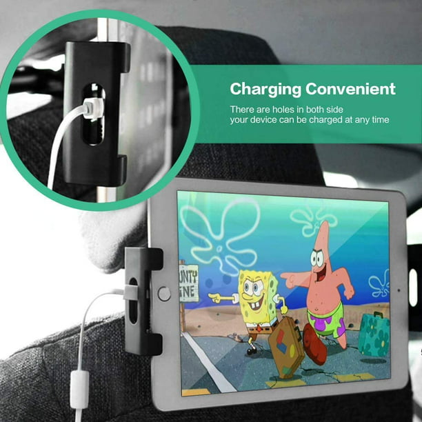 Soporte para reposacabezas de automóvil y soporte para tablet para asiento  trasero ajustable de 10 pulgadas, compatible con iPad Pro Air Mini iPhone