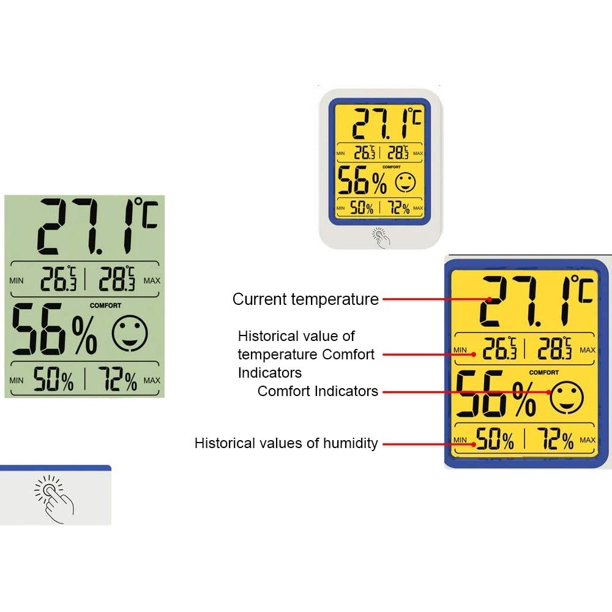 Termómetro Higrómetro digital con luz de fondo para el Hogar
