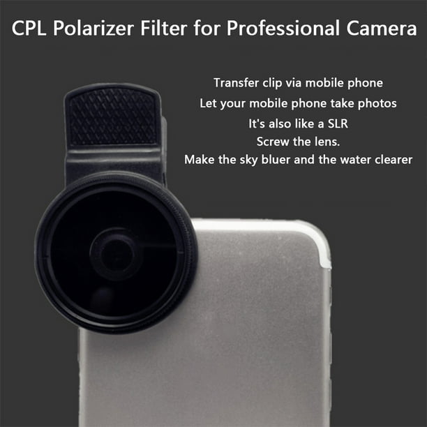Lente de cámara de teléfono: lente de fotografía profesional para teléfono  inteligente con clip CPL, filtro polarizador circular de filtro polarizador