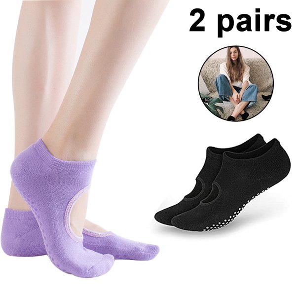 6 pares de calcetines de yoga con agarres para mujer, calcetines de  pilates, antideslizantes, diseño de media pantorrilla para yoga, pilates,  barre