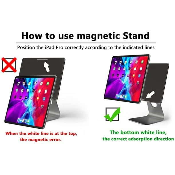 Soporte magnético plegable para iPad Pro de 12.9 pulgadas, soporte de  escritorio portátil ajustable de 360° compatible con iPad Pro de 12.9  pulgadas