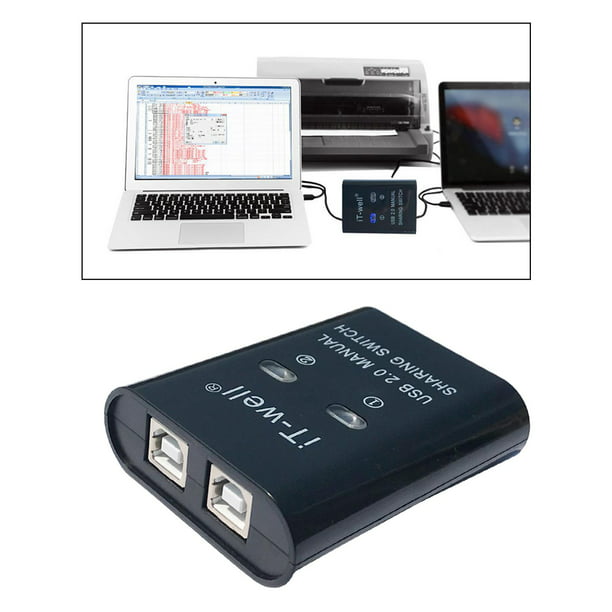 Selector de interruptor USB 2,0 de 2m, conmutador USB de Salida 2 en 1 para  2 ordenadores, compartir 1 dispositivo USB, ratón, teclado, escáner,  impresora, Etc.